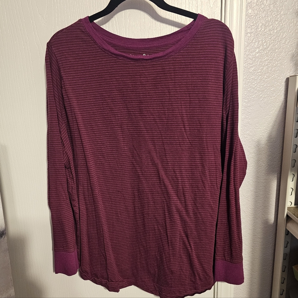 Terra & Sky Women's Long Sleeve Striped Top - Purple